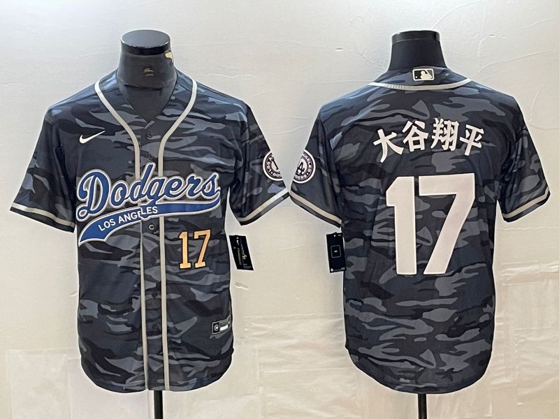 Men Los Angeles Dodgers #17 Ohtani Camo Nike Game MLB Jersey style 11